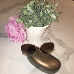Gucci Round Sunglasses Brown Gradient/Gold Frame